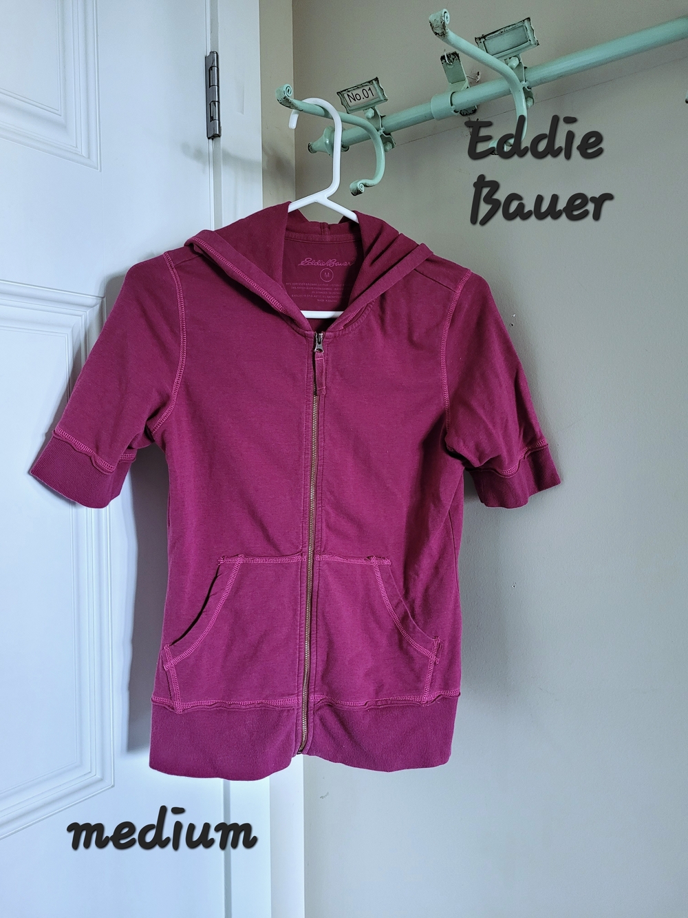 Eddie Bauer  Short-Sleeve Zip Hoodie in Berry